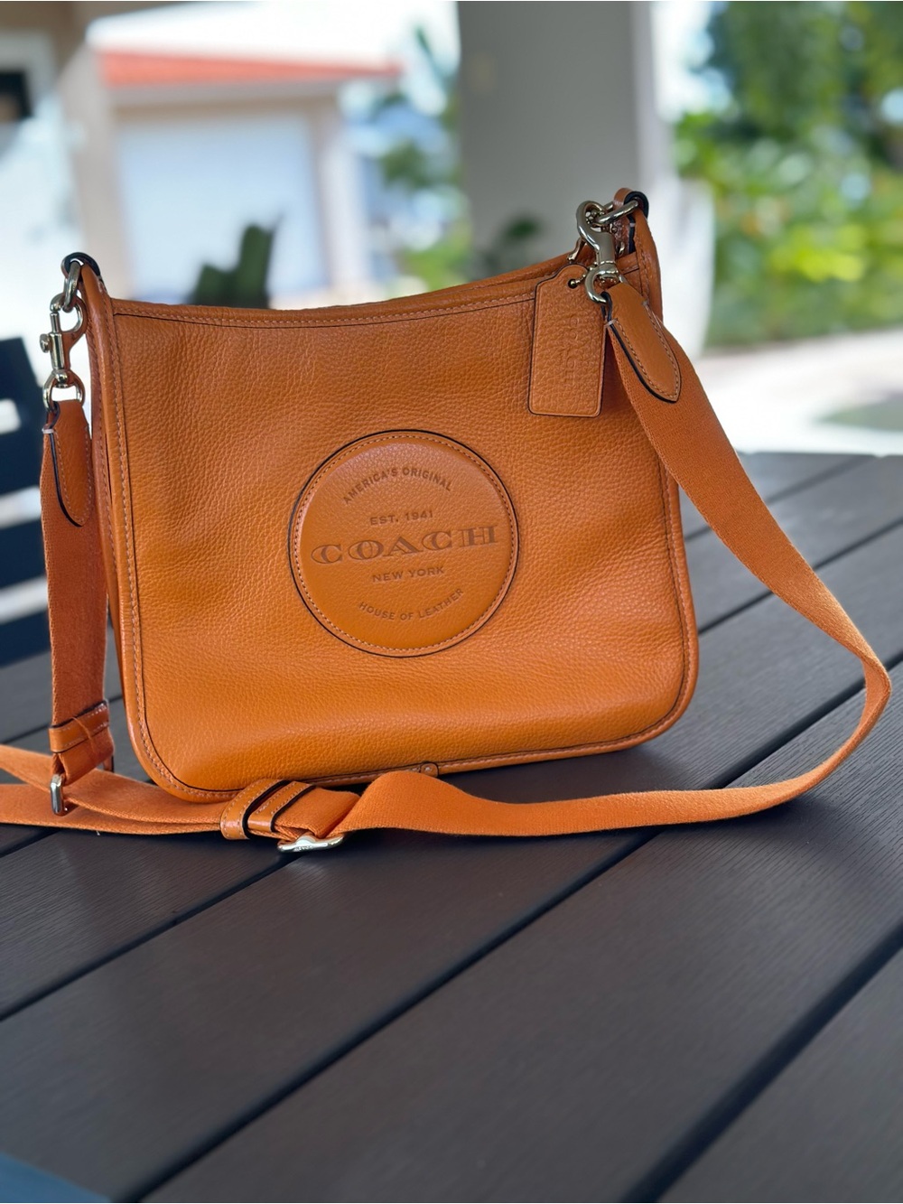 Coach Orange Pebbled Leather Shoulder Bag